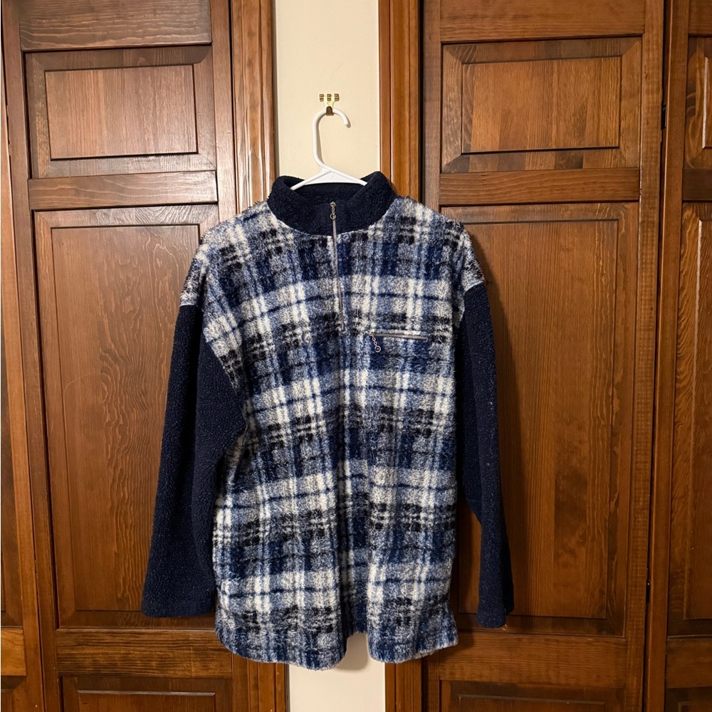 Cambridge Dry Goods Navy and White Plaid Kids Puffer Jacket